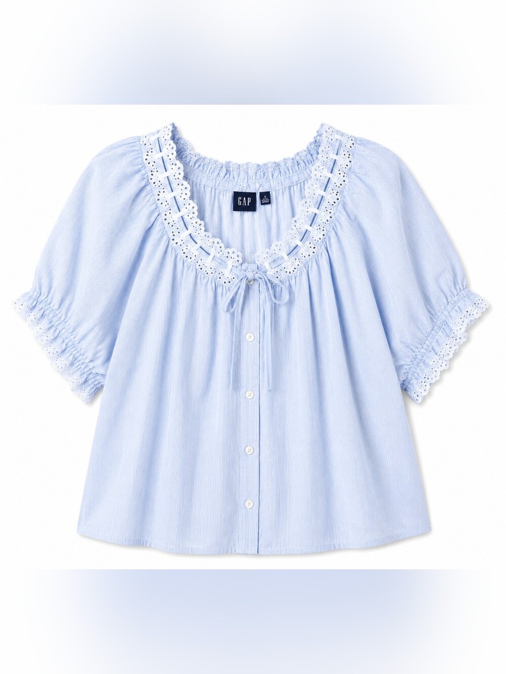 GAP Light Blue Lace Accent Blouse XXL